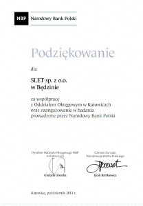 podziękowanie od NBP dla Slet